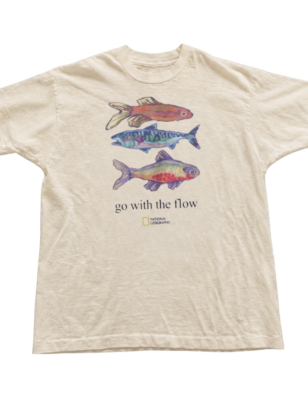 Gildan Cream Short-Sleeve Tee with Colorful Fish Graphic - Picture 1 of 3